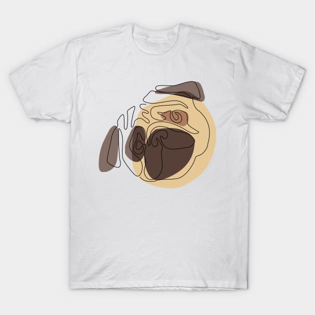 Modern One line Abstract Pug T-Shirt by huebucket